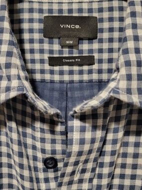 Vince Blue and White Gingham Button-Down Shirt